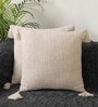 Cream Cotton Textured 18x18 inches (Set of 2) Cushion Covers