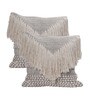 Cream Woven Cotton 18 x 18 Inches Cushion Covers (Set of 2)