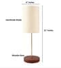 Cream Cylinder Fabric Shade Table Lamp, Brown Wooden Base Bedside & Desk Light for Bedroom, Living Room & Home Decor