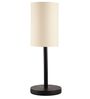 Cream Cylinder Fabric Shade Table Lamp, Minimalist Bedside Lamp with Metal Base for Bedroom, Living Room & Study