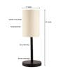Cream Cylinder Fabric Shade Table Lamp, Minimalist Bedside Lamp with Metal Base for Bedroom, Living Room & Study