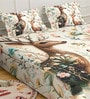 Cream Digital Animal Printed Cotton Blend Double Bedsheet with 2 Pillow Covers
