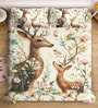 Cream Digital Animal Printed Cotton Blend Double Bedsheet with 2 Pillow Covers