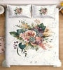 Cream Digital Floral Printed Cotton Blend Double Bedsheet with 2 Pillow Covers