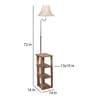 Lorelai Cream Fabric Shade Shelf Floor Lamp With Wood Base