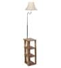 Lorelai Cream Fabric Shade Shelf Floor Lamp With Wood Base