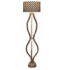 Cream Fabric Shade Floor Lamp With Brown Base