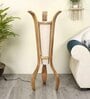 Cream Fabric Shade Novelty Floor Lamp With Wood Base