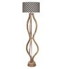 Cream Fabric Shade Floor Lamp With Brown Base