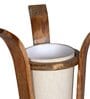 Cream Fabric Shade Novelty Floor Lamp With Wood Base