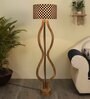 Cream Fabric Shade Floor Lamp With Brown Base