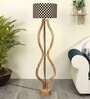 Cream Fabric Shade Floor Lamp With Brown Base