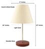 Cream Fabric Shade Table Lamp, Brown Wooden Base Bedside & Desk Light for Bedroom, Living Room & Home Decor