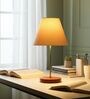 Cream Fabric Shade Table Lamp, Brown Wooden Base Bedside & Desk Light for Bedroom, Living Room & Home Decor