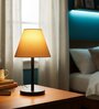 Cream Fabric Shade Table Lamp, Minimalist Bedside Lamp with Metal Base for Bedroom, Living Room & Study