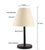 Cream Fabric Shade Table Lamp, Minimalist Bedside Lamp with Metal Base for Bedroom, Living Room & Study
