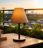 Cream Fabric Shade Table Lamp, Minimalist Bedside Lamp with Metal Base for Bedroom, Living Room & Study