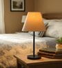 Cream Fabric Shade Table Lamp, Modern Bedside & Desk Lamp with Metal Base for Bedroom, Living Room & Home Decor