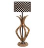 Cream Fabric Shade Table Lamp With Brown Base