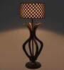 Cream Fabric Shade Table Lamp With Brown Base