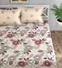 Cream Floral 144 TC Cotton Queen Sized Bedsheet Bedsheet 2 Pillow Prime Collection