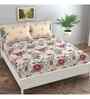 Cream Floral 144 TC Cotton Queen Sized Bedsheet Bedsheet 2 Pillow Prime Collection