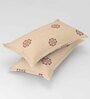 Cream Floral 144 TC Cotton Queen Sized Bedsheet Bedsheet 2 Pillow Prime Collection