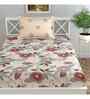 Cream Floral 144 TC Cotton Single Bed Sheet Bedsheet 1 Pillow Prime Collection