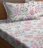 Cream Floral 160 TC Microfibre King Sized Bedsheet with 2 Pillow Covers
