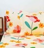 Cream Floral 160 TC Microfibre Queen Sized Bedsheet with 2 Pillow Covers