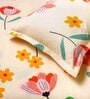 Cream Floral 160 TC Microfibre Queen Sized Bedsheet with 2 Pillow Covers