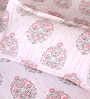 Cream Floral 186 TC Glace Cotton King Sized Double Bedsheet with 2 Pillow Covers