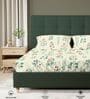 Cream Floral 200 TC Cotton Double Bedsheet with 2 Pillow Covers