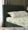 Cream Floral 200 TC Cotton King Sized Fitted Bedsheet with 2 Pillow Covers