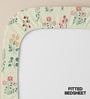 Cream Floral 200 TC Cotton King Sized Fitted Bedsheet with 2 Pillow Covers