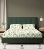 Cream Floral 200 TC Cotton Single Bedsheet with 1 Pillow Cover