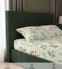 Cream Floral 200 TC Cotton Single Bedsheet with 1 Pillow Cover