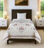 Cream Floral 300 GSM Cotton Single Bed Size Comforter