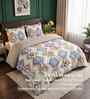 Cream Floral 4 Pcs Comforter Set With Queen Size Bedsheet With 2 Pillow Covers