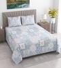 Blue Traditional 400 TC Cotton Queen Bedsheet with 2 Pillow covers Luxury Series Collection