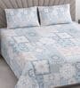 Blue Traditional 400 TC Cotton Queen Bedsheet with 2 Pillow covers Luxury Series Collection