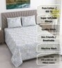 Grey Traditional 400 TC Cotton Queen Bedsheet with 2 Pillow covers Luxury Series Collection
