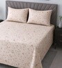 Cream Floral 400 Tc Cotton Queen Size Bedsheet With 2 Pillow Covers