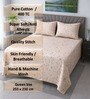 Cream Floral 400 Tc Cotton Queen Size Bedsheet With 2 Pillow Covers