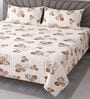 Cream Floral 400 TC Cotton Super King Bedsheet with 2 Pillow Covers Luxury Series Collection