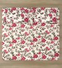 Cream Floral 7D King Size Cotton Blend Double Bedsheet with 2 Pillow Covers