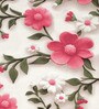 Cream Floral 7D King Size Cotton Blend Double Bedsheet with 2 Pillow Covers