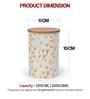 Cream Floral Chevron Printed Metal Airtight Storage Container With Wooden Lid