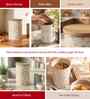 Cream Floral Chevron Printed Metal Airtight Storage Container With Wooden Lid