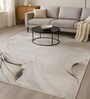Cream Floral Polypropylene 7 ft x 5 ft Machine Made Carpet